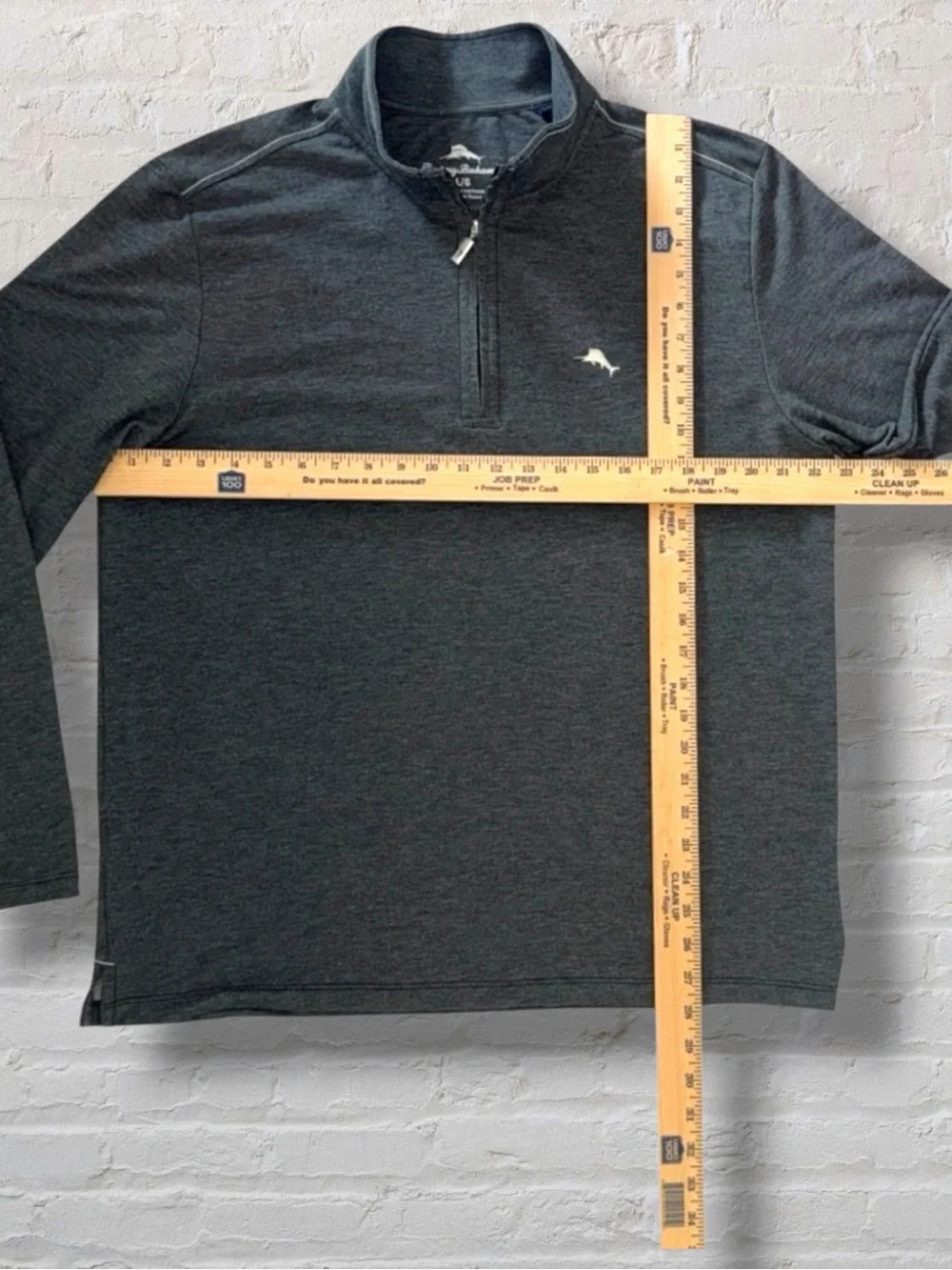 Tommy Bahama Quarter Zip Pullover Men’s Large – Charcoal Gray Marlin Logo